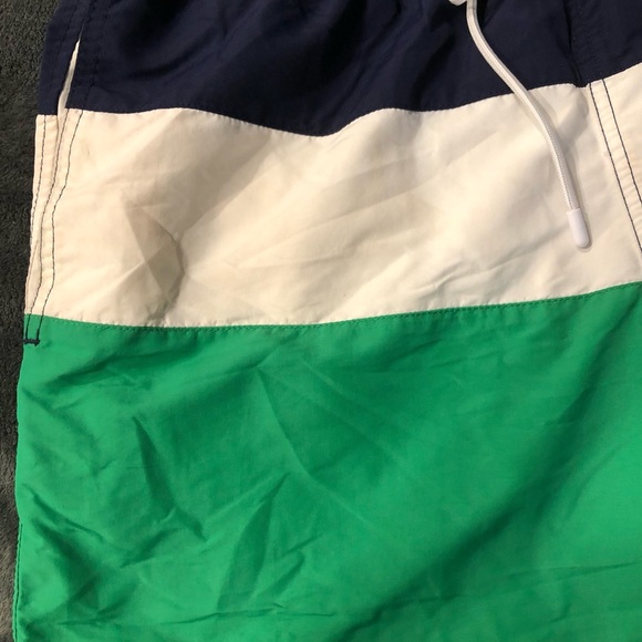 Ralph Lauren Blue and Green Striped Swim Trunks - Picture 2 of 11